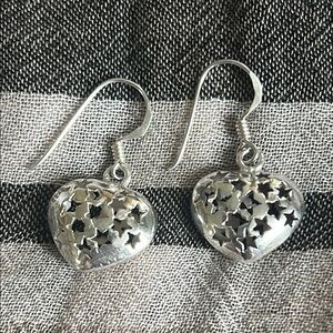 925 Silver Heart Star Earrings